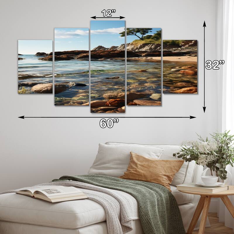 Designart "Rocky Beach Tides Embrace II" Nautical & Beach Multipanel